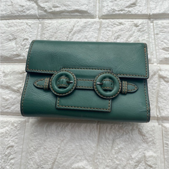 Vintage Nest by Anthropologie green Leather Card trifold Wallet - Picture 8 of 8